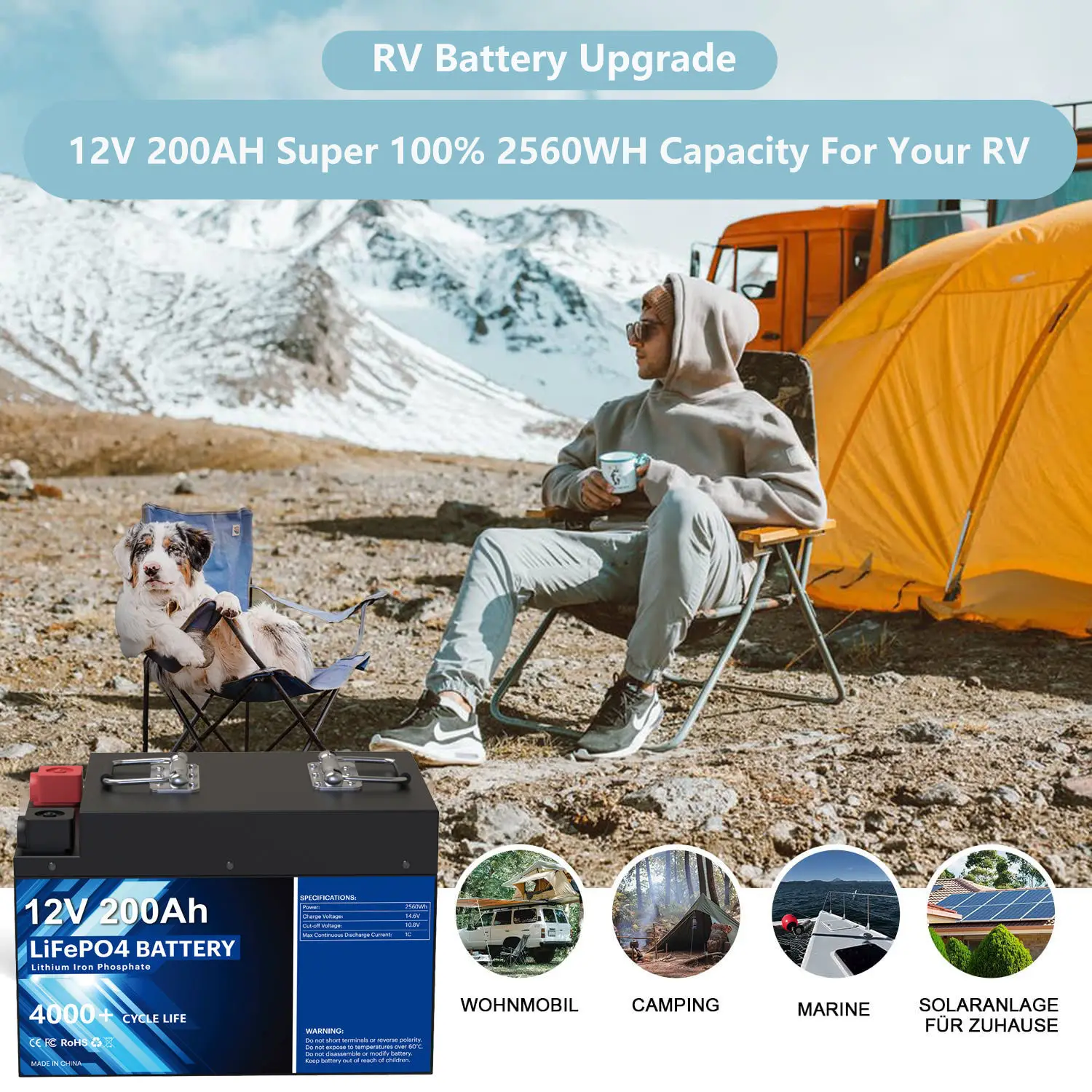 thumbnail image 2 of 12V LiFePO4 Lithium Battery 100Ah-300Ah - Group 24 For Solar, RV, Off-Grid Power - 5 Year Warranty 2 of 12