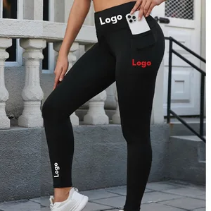 Custom Logo Women's High Waist Yoga Pants Hot Selling Workout Legging Scrunch Butt Ankle Length Butt Lifting Spandex/Polyester