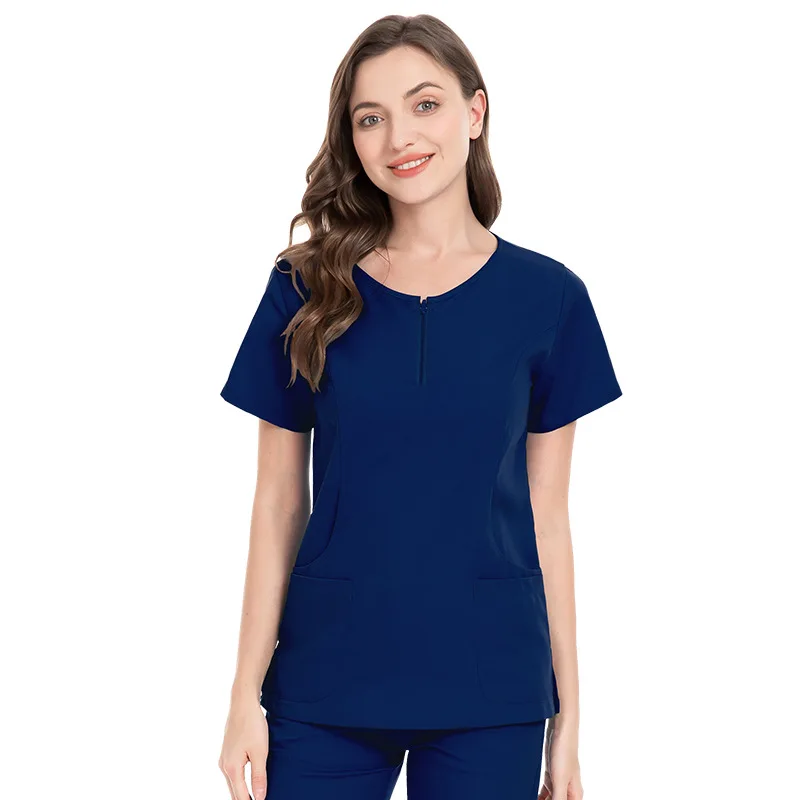 Hot Selling Nurse Scrubs Tops Unisex Quick-Drying Fashion Short-Sleeved Hospital Uniforms Nursing Service Work Clothes Summer