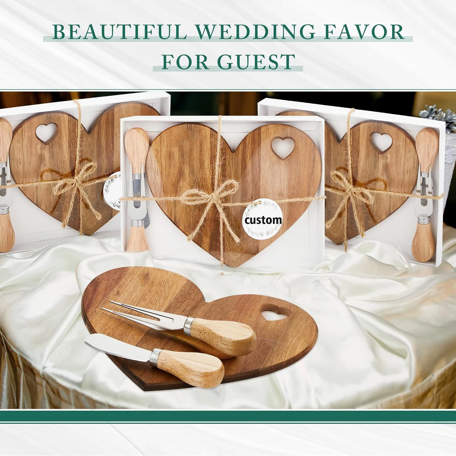 Valentines Day Gifts Wholesale Bridal Shower Favor Acacia Wood Mini Charcuterie Board Cutting Wooden Heart Shaped Cheese Board