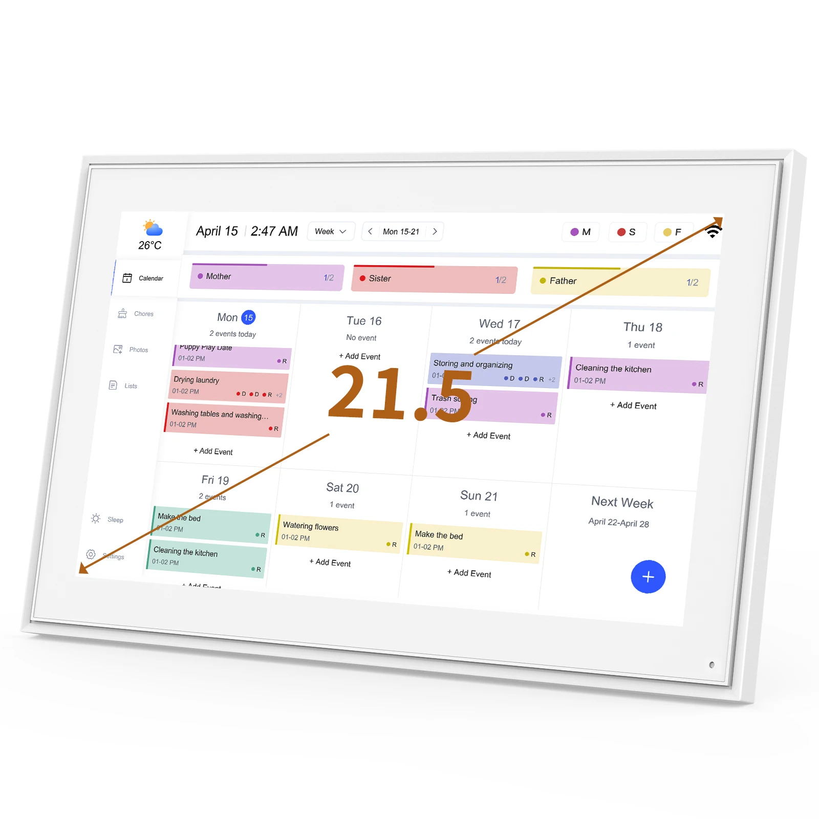 Homlab 21.5 Inch Digital Calendar, Smart Wifi Touchscreen Family