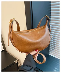 Factory customized high-quality PU leather underarm bag half moon bag shoulder simple casual ladies homeless crossbody bag