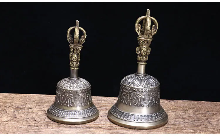 Suzicca Tibetan Buddhist Bell Bronze Hand Bell with Vajra Padding for  Meditation Prayer 