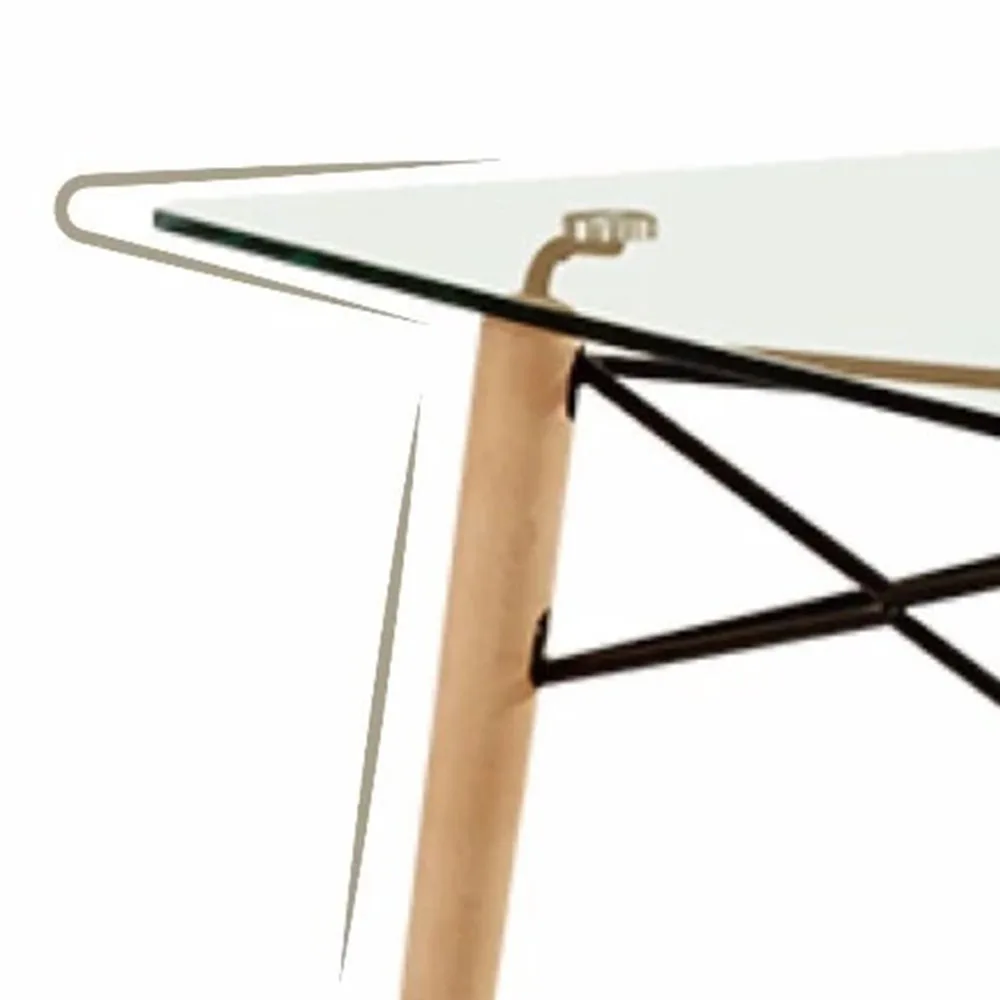 Minimalista Dining Tables With Wood Legs Tempered Glass Table Top For