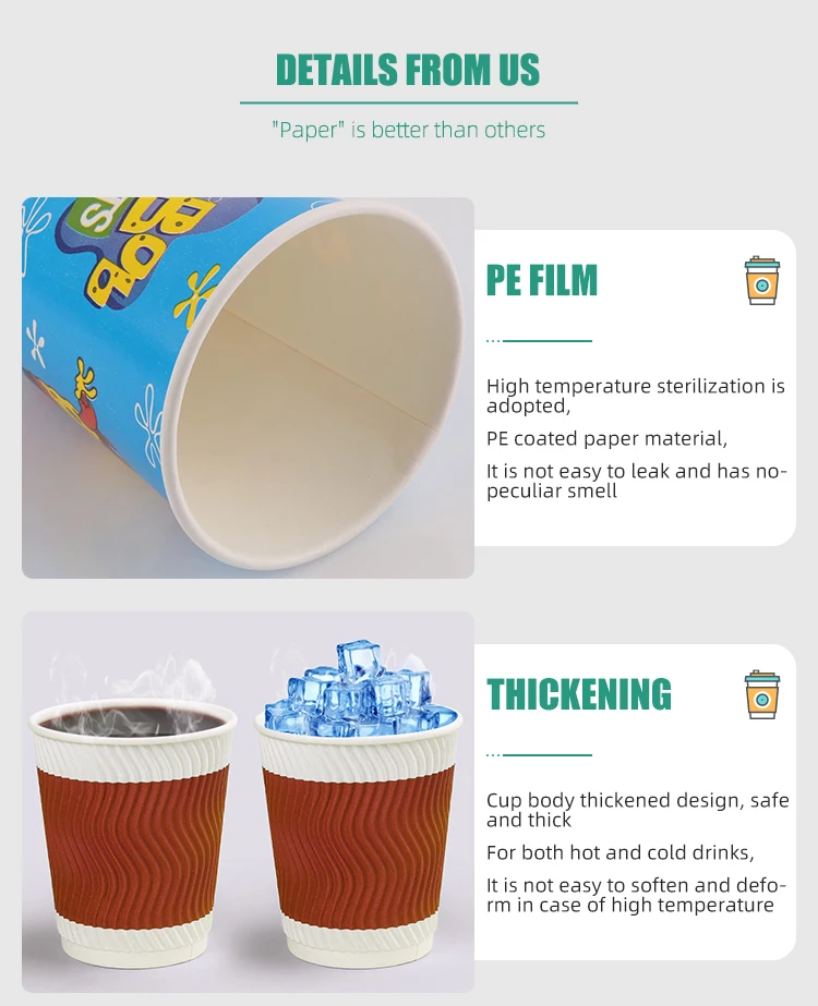 Disposable Double Wall Paper Coffee Cups with Lids