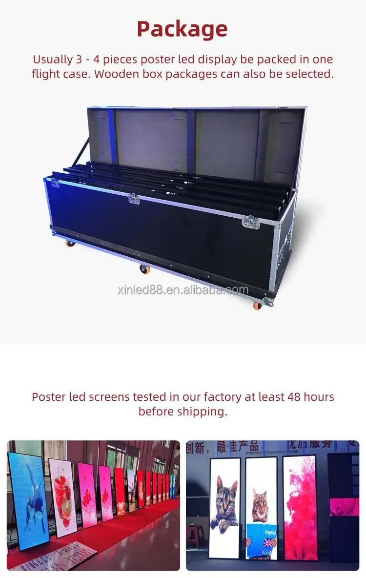 Custom WIFI USB 4G 5G Super Thin Front Access 640 X 1920 mm Magnetic P3 P2 P2.5 Led Poster Display