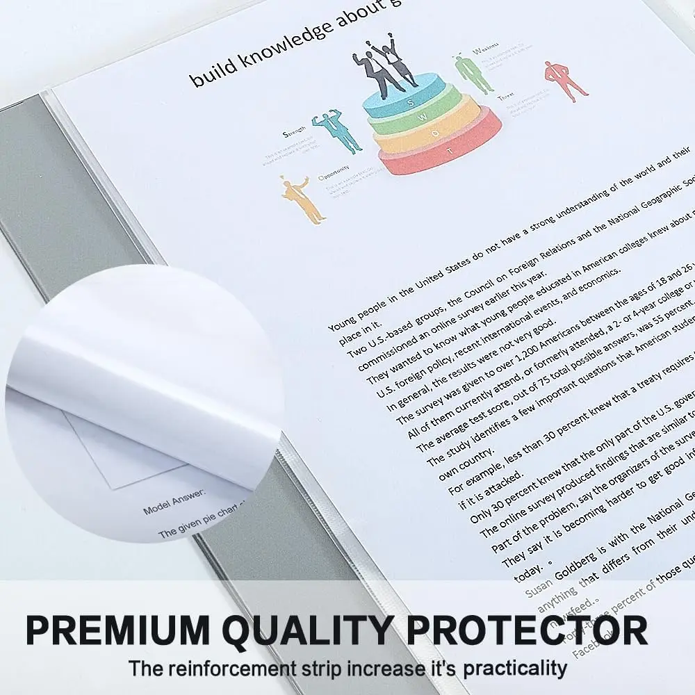 Top Loading Stationery  Reinforced 11-Hole A4 Transparent Plastic Sheet Protector Paper Document Protector for Ring Binders