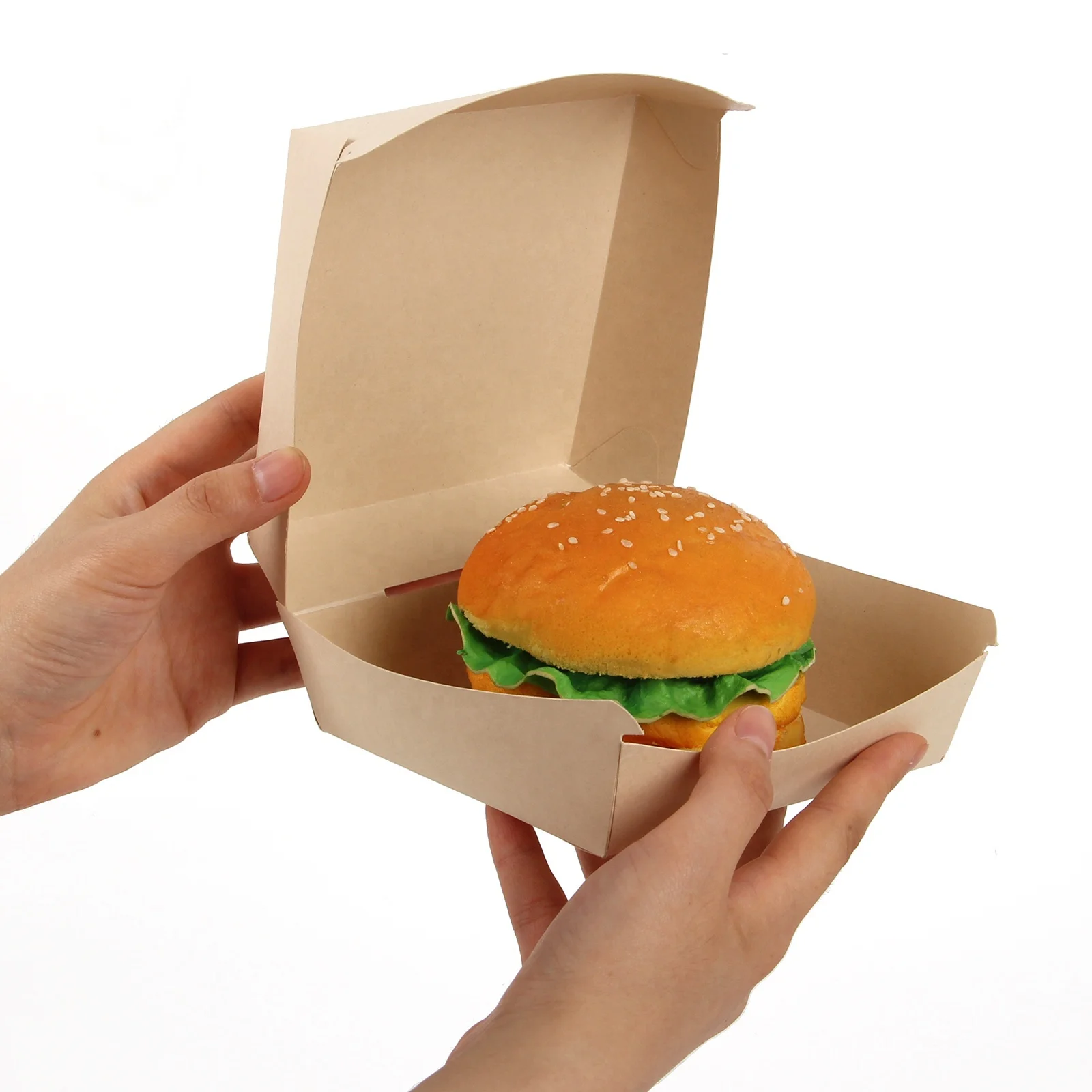 Eco Friendly Custom Bamboo Pulp Hamburger Box Biodegradable Fast Food Packaging Burger Box