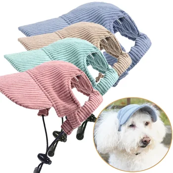 Outdoor Baseball Sunhat Summer Cute Dog Visor Sun Protection Bucket Cap Puppy Corduroy dog Travel hat with Ear Hole for Dog Cat