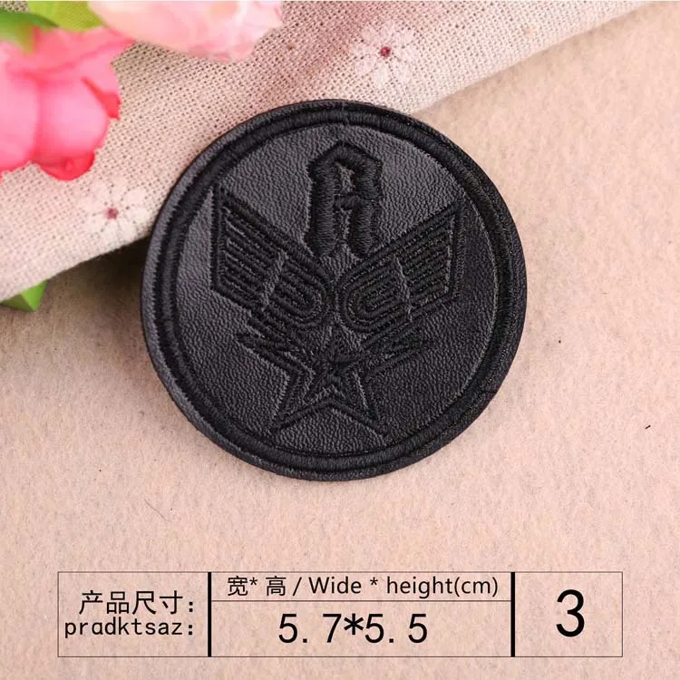 Embroidery Black Round Pu Leather Sew Iron On Patches Clothing Diy Applique  For Coat Jacket Cap Bag Hat Decoration Stripe Badges - Patches - AliExpress