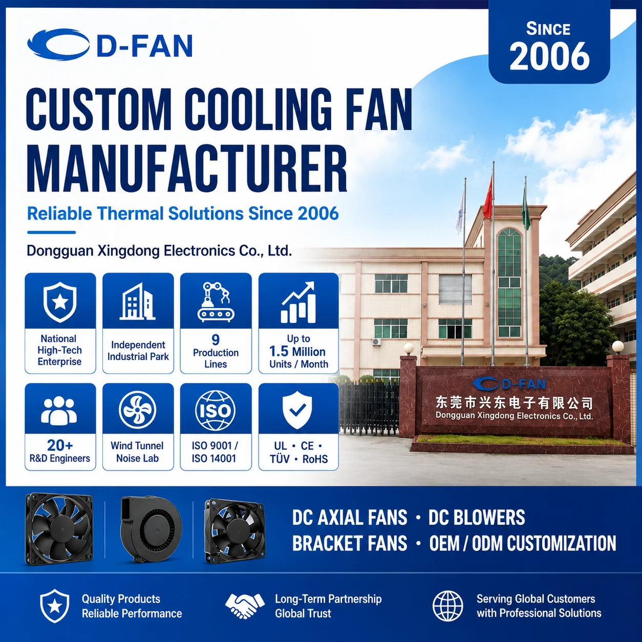 8025 DC Axial Fan 80x80x25mm 12v CE UL 3000rpm Ip68 Brushless Axial Fan