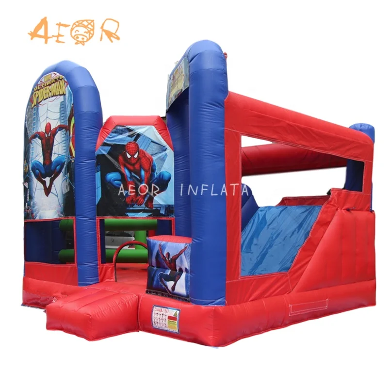 spiderman inflatable castle and slide combo inflatable kids bouncer for sale
