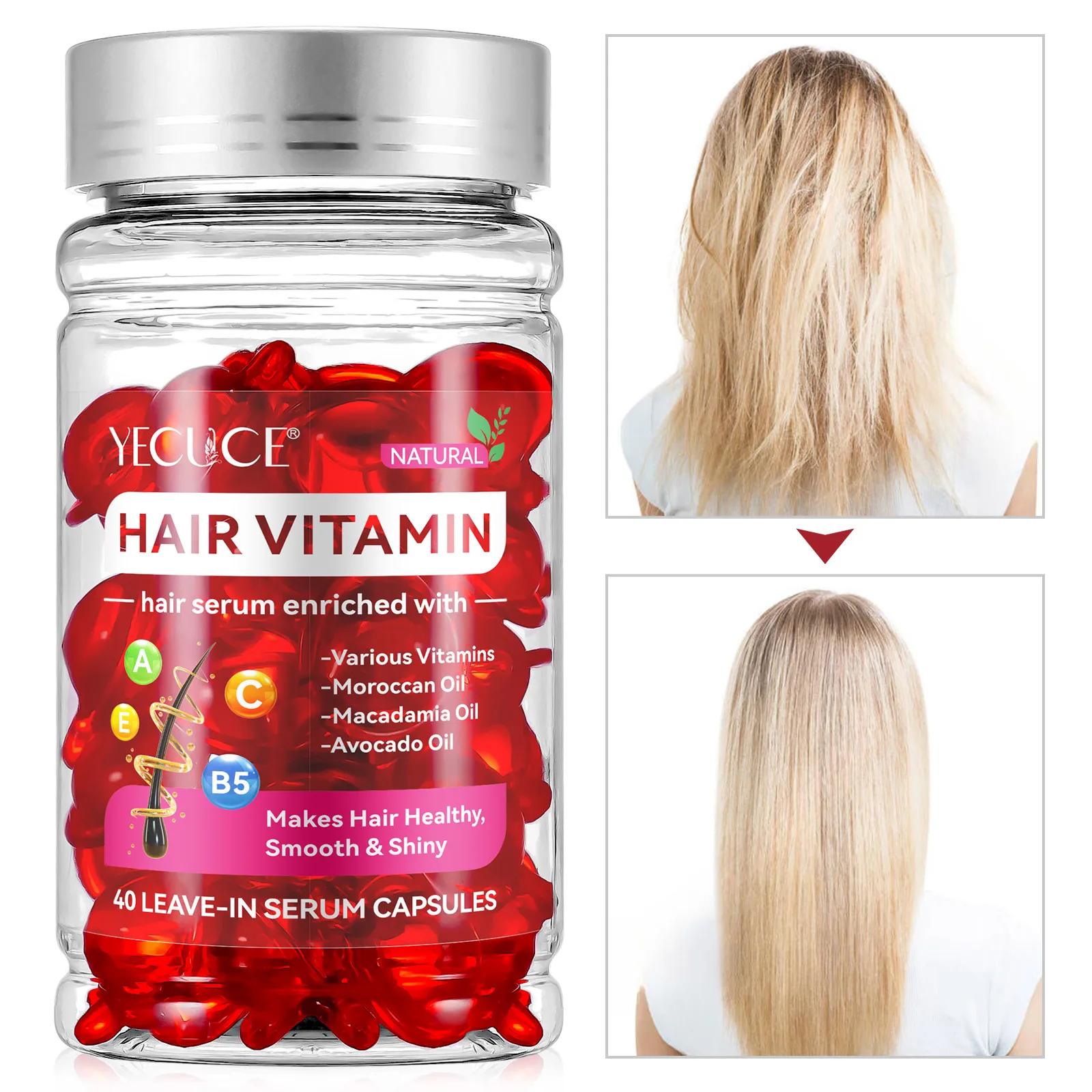 No Rinse Vitaminas Para El Cabello - Hair Repair Oil Capsules