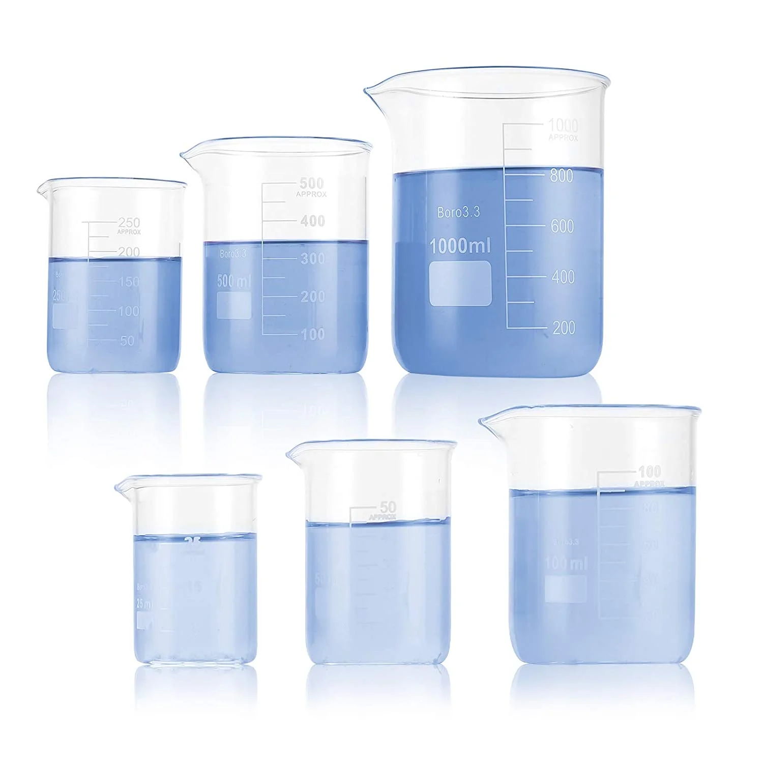 Laboratory Borosilicate Heat Resistant 100ml 250ml 500ml 1000ml Glass Beaker With Printed 6177