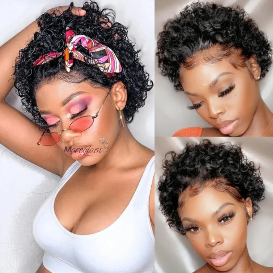 Parrucca Pixie Cut Biondo Miele Acqua Onda Profonda Parrucca In Pizzo Afro Riccio Corto Bob Parrucche Di Capelli Umani Parrucca Frontale In Pizzo Di Colore Naturale Per Le Donne_voghion.com