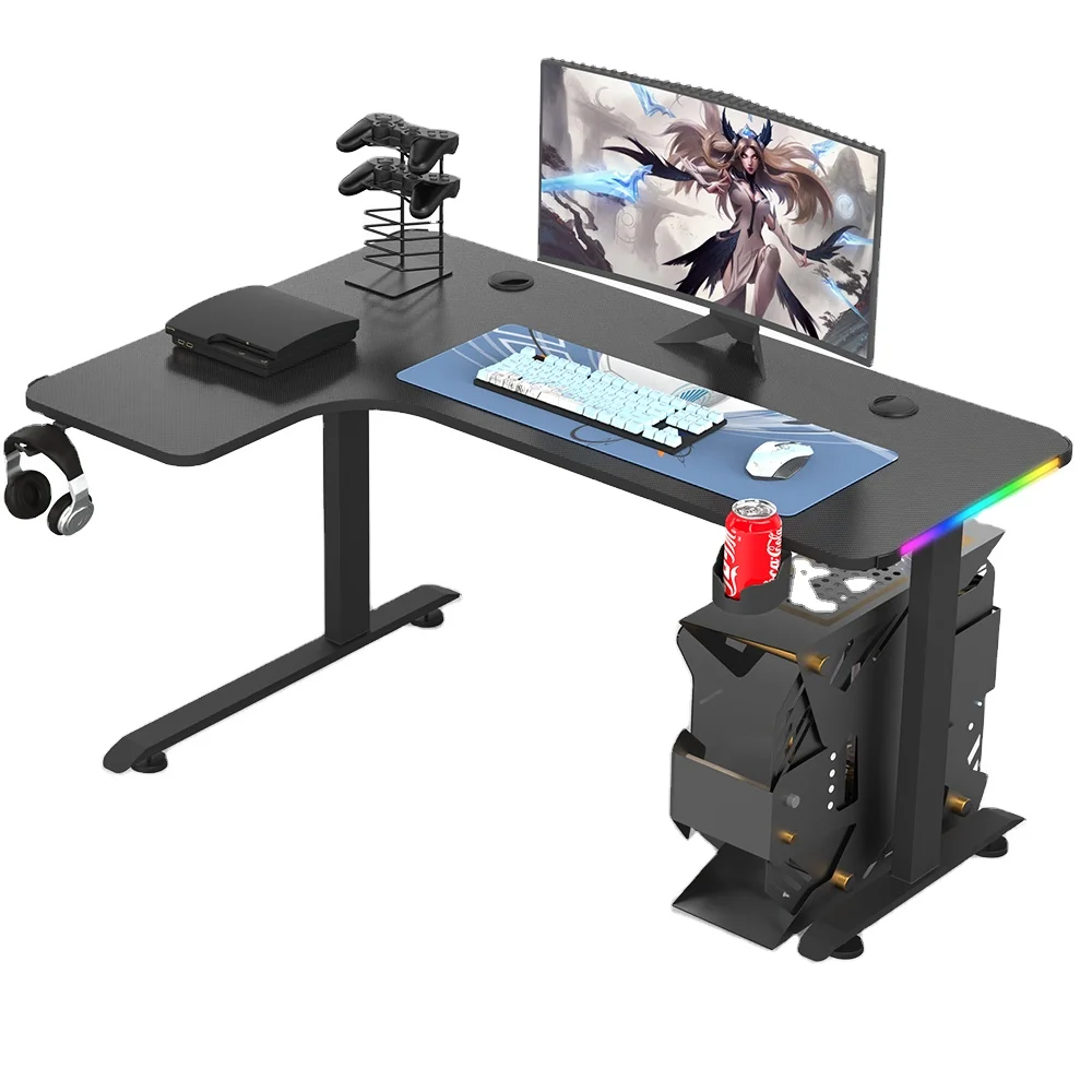 Beisijie Free Sample Gaming Desk L Shaped Gaming Desk Gamer Computer Gaming  Table With RGB