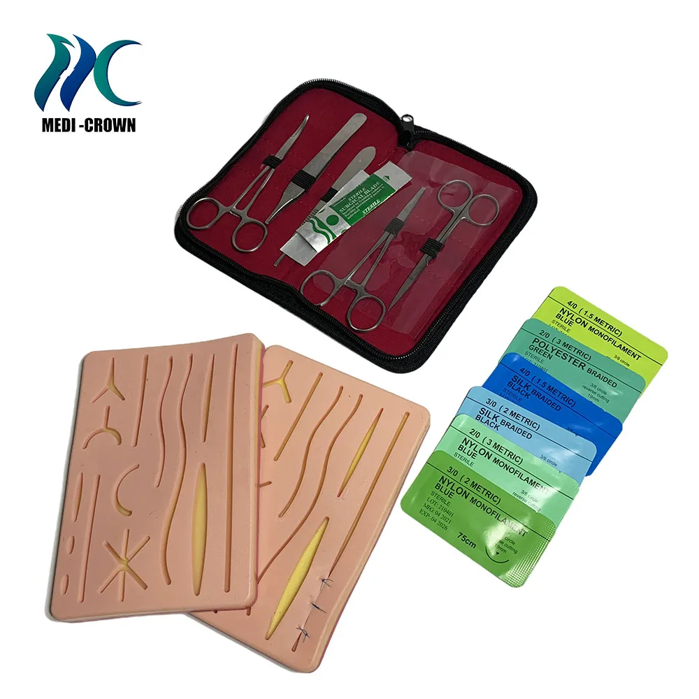 Подушечка для кожи, инструмент, медицинский набор для тренировки швов, модель кожи, антидермальный силикон с чехлом