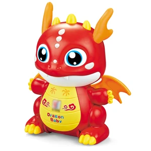 Battery Operated Dragon Robot Music and Light Rotating Plastic Kids Educational Robot Kit