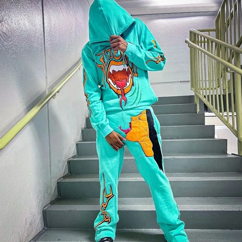 Custom 100 Cotton Oversized Pullover Hoodie Set Mens Streetwear Foam