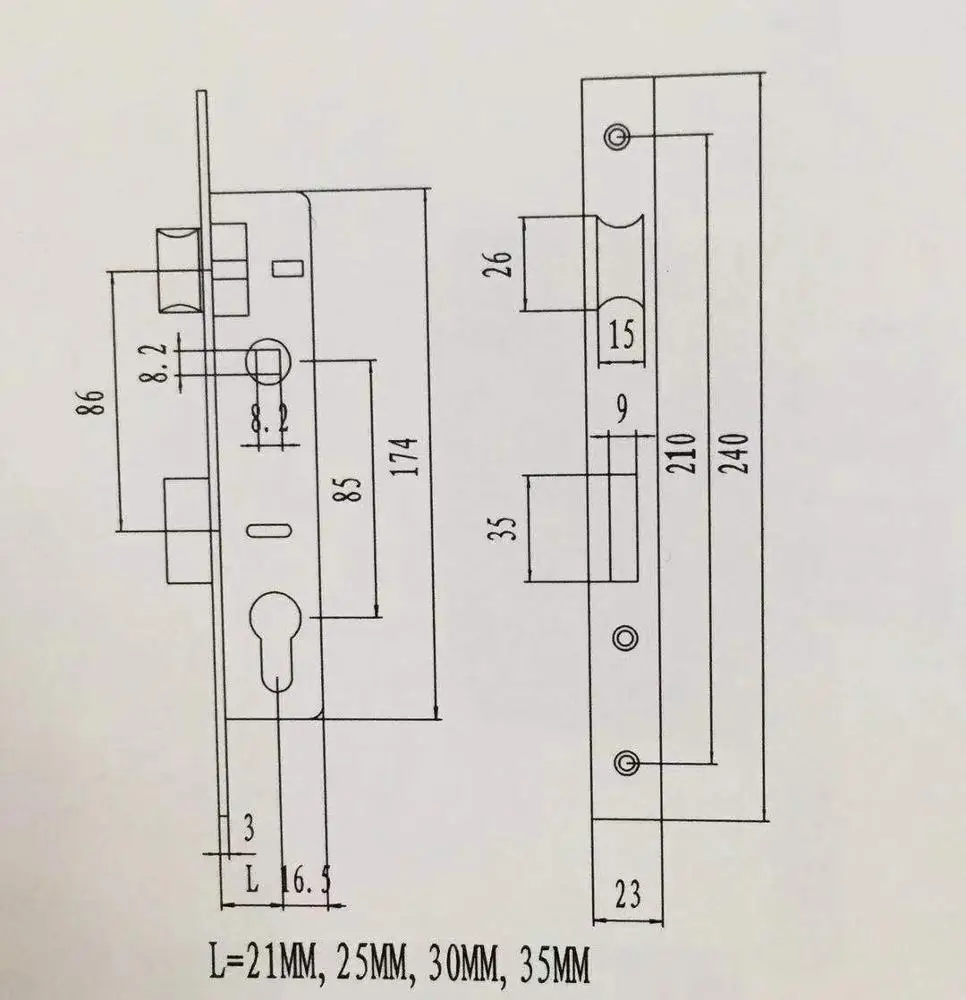 YH10071 High Quality Useful Roll up Anbo Door Lock Narrow Lock Body