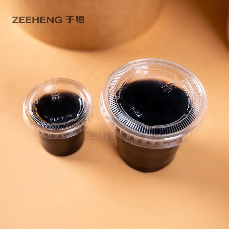 2oz PET Portion Cup Disposable Plastic Dipping Sauce Cup With Lid