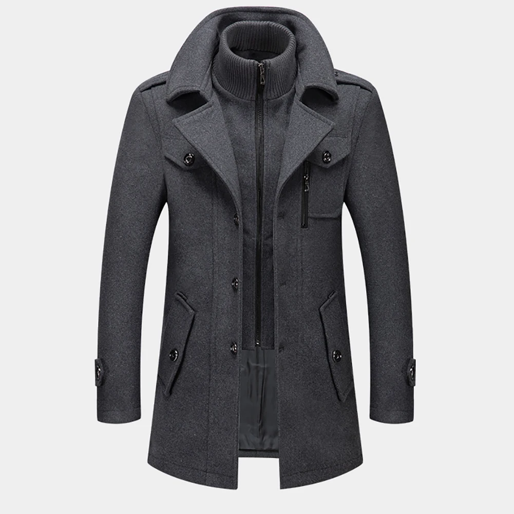 Autumn and Winter New Men's Double Collar Woolen Warm Plus Size Long Coat Windproof Jacket for Men_voghion.com