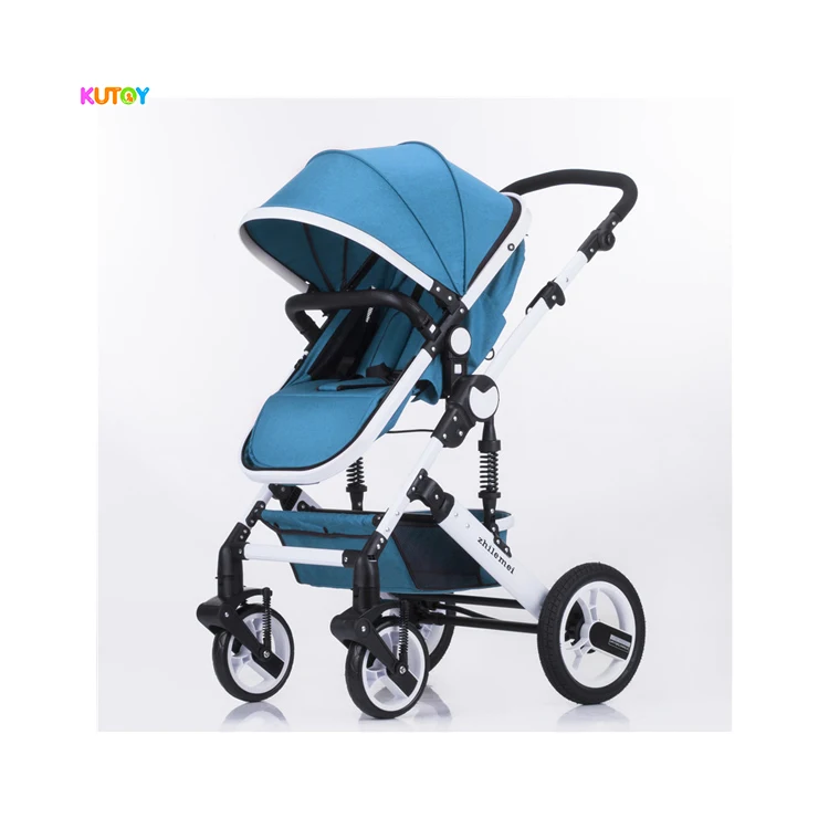 Compact Lightweight Foldable Baby Stroller Linen Material EVA Wheels Safety Features Leather Handrail Newborn Infants Toddlers