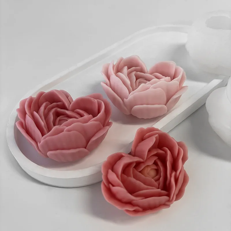 Heart Flower DIY Handmade Soap & Gel Gypsum Candle Silicone Mold Rose Aromatherapy for Cake Tools Rose Mold factory