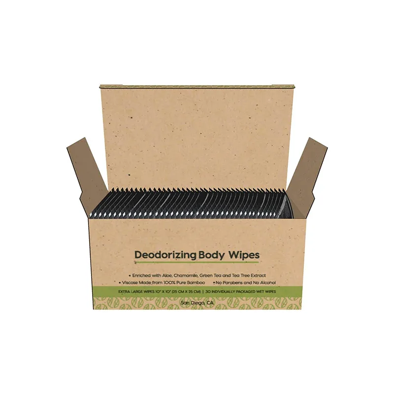 High Quality Individually Wrapped Biodegradable Shower Wipes Tea Tree Deodorizing Body Wipes