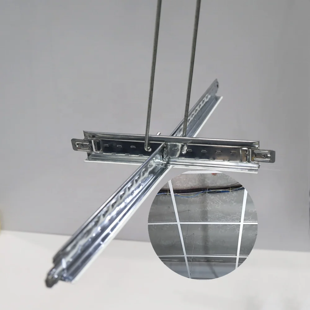 Saintec Modern Design Galvanized Steel T-Type Ceiling Grid System Main Tee Cross Tee T-Bar Fireproof Suspended Ceilings ISO9001