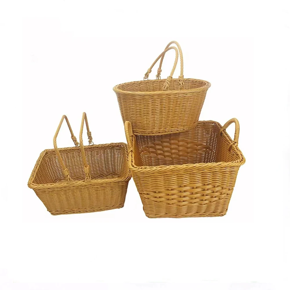 Wicker Rattan Shopping Basket With Handle Handmade Willow Wicker