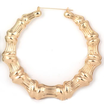 YIWU factory fashion circle gold plated big hoop bamboo earrings for women wedding party gifts