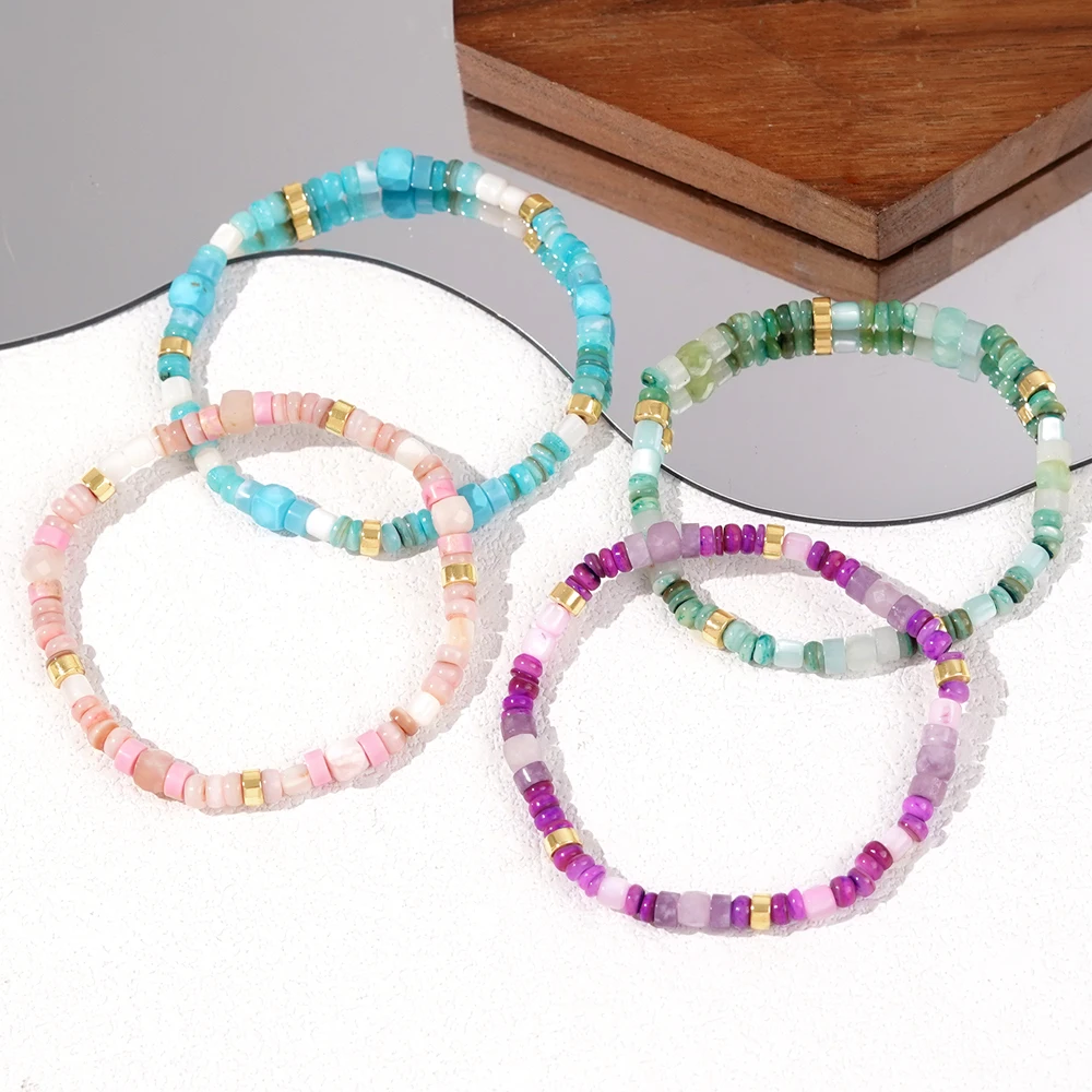 Go2boho Natural Amazonite Stretch Chain Gorgeous Freshwater Pearls Beaded Women Design Gemstone Fashion Jewelry for Summer Party