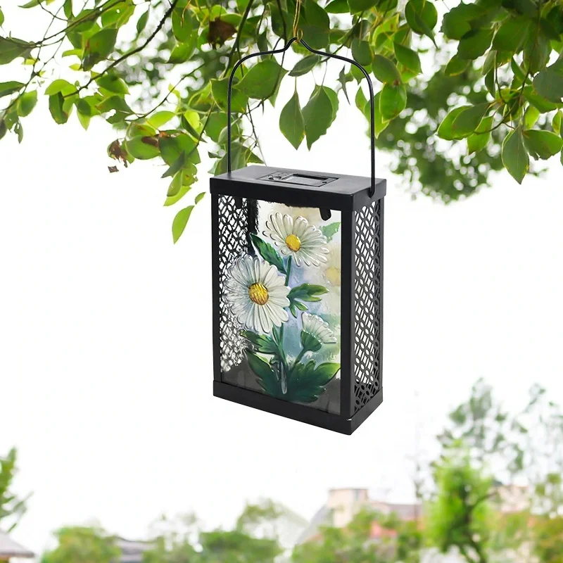 Outdoor Solar Light Daisy Hand Painting Factory Supply Solar Lantern Light