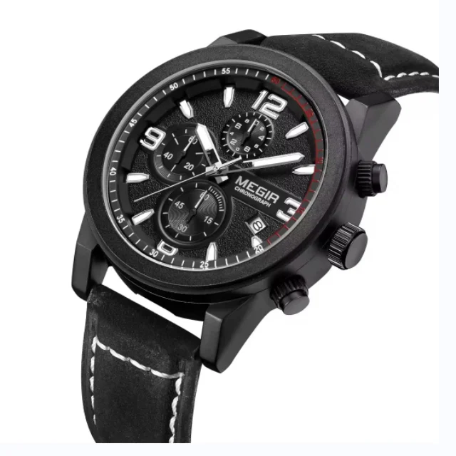 Orologio da Uomo MEGIR 2064 Cronografo con Bracciale in Acciaio Inossidabile, Impermeabile, Lancette Luminose