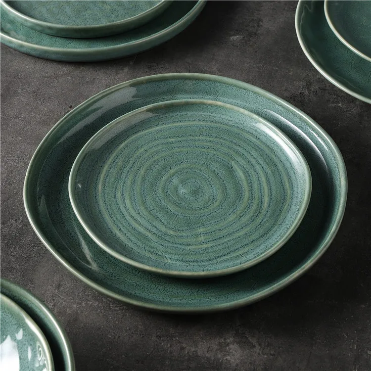 Factory Direct Supply European Fine Ceramic Tableware Set Plate Vintage Reactive Glaze Stoneware Dinnerware Crockery Dinner Sets