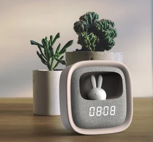 Portable Bunny Digital Alarm Clock with Auto  Light Sensor, Adjustable Brightness, Portable Alarm Clock with LED Night Light