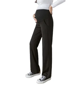 Pair Stylish, Lightweight Maternity Pants with Loose-fitting Vertical Wide-leg Pants