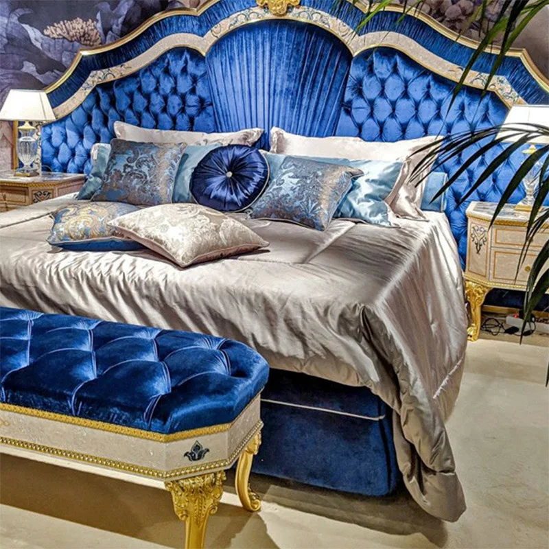 European Bed Room Furniture Bedroom Set Luxury King Size Bed Classic