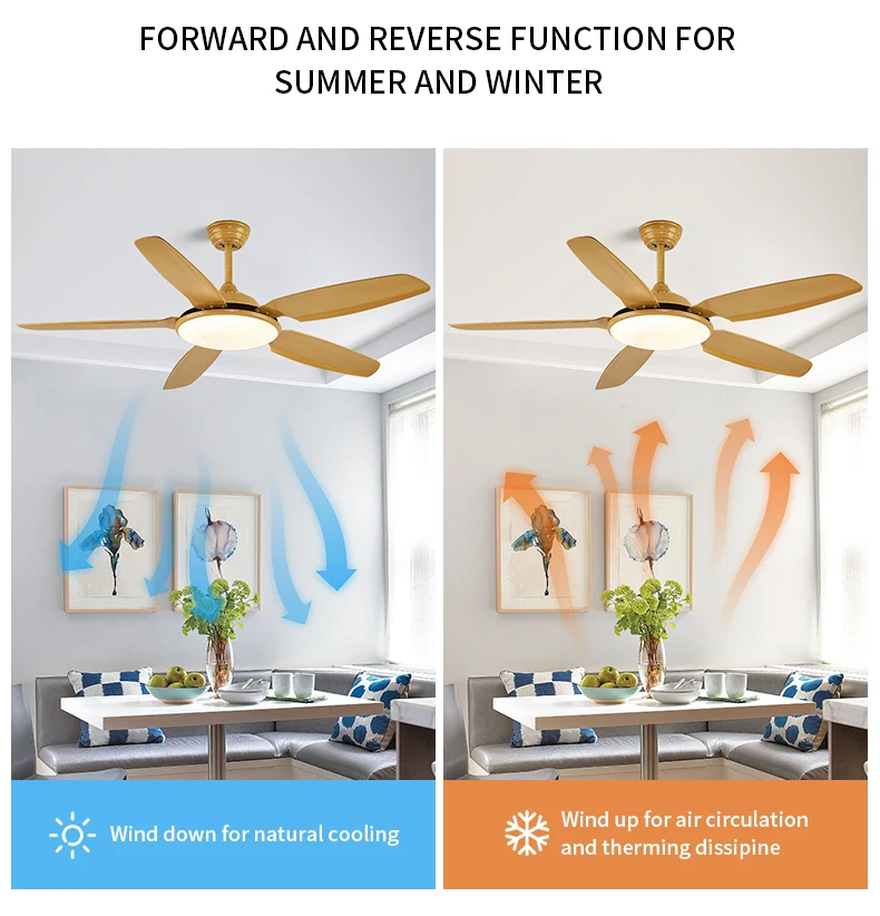 product 52 inch living room pendant lighting chandelier plywood wooden ceiling fan with light-4
