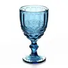 Clear Vintage Royal Blue Embossed Pattern Goblet