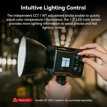 SmallRig COB Video Light with Built-in 3400mAh Battery & Type-C PD Fast Charging, Continuous Output Light with 9 Light Effects detail image