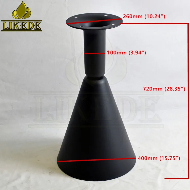 New Black Cast Iron Trumpet Conical Round Steel Table Leg Decorative Outdoor Coffee Table Leg
