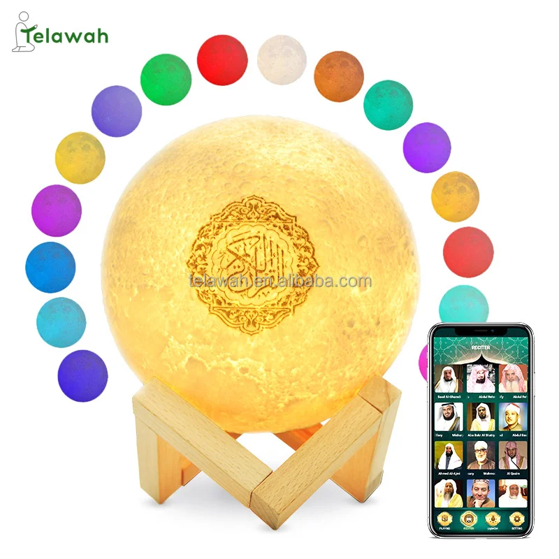 Telawah Исламский Коран сенсорный 3D лунный светильник Портативный Коран детский динамик плеер