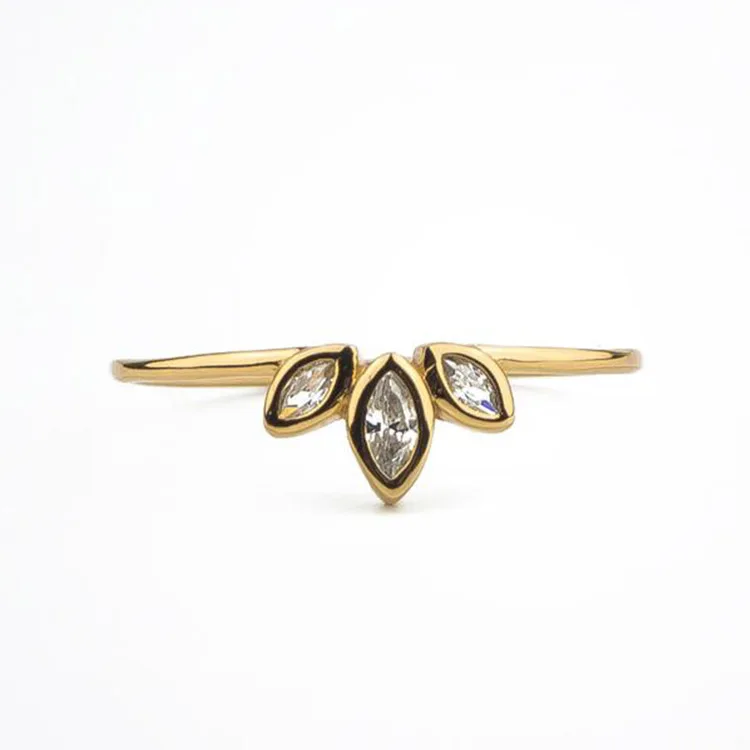 Daochong Custom Exquisite Gold Zircon Stacking Rings Jewelry 925 Silver Women Girls Delicate Ring