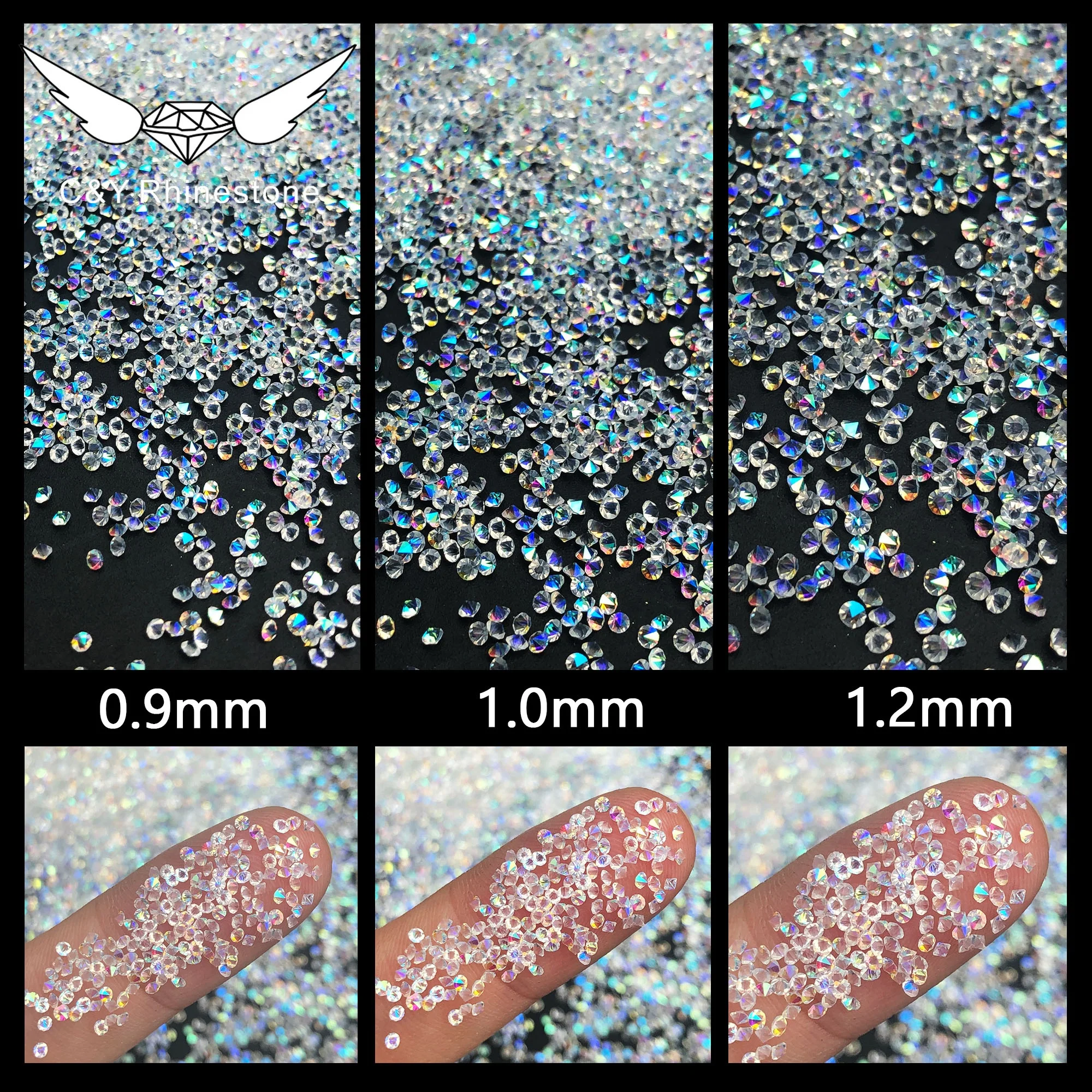 1.3mm Micro Rhinestones Nail Pixie Mini Rhinestones Beads 3D