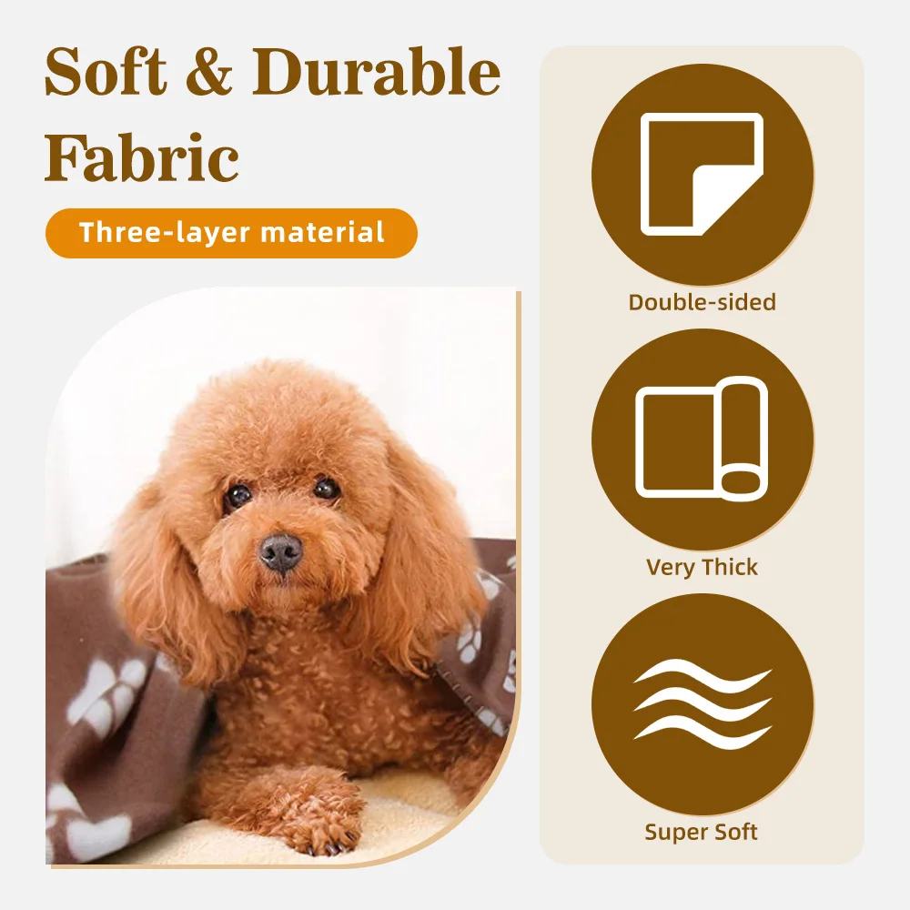 Waterproof Double Sided Fleece Blanket Warm Soft Paw Prints 100% Polye - product detail 3