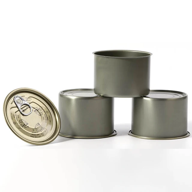 OEM Custom Empty 120ml-210ml Metal Cans Food Grade Tin for Sardine Fish Tuna Meat Pet Food Easy Open Lid