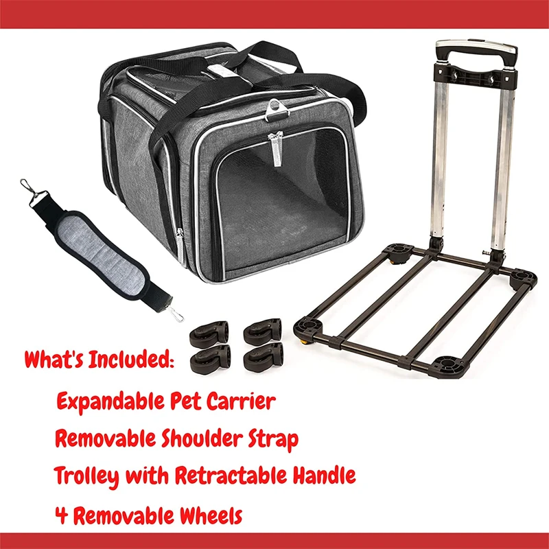 Two Sided Expandable Rolling Pet Carrier On Wheels Airline Approved