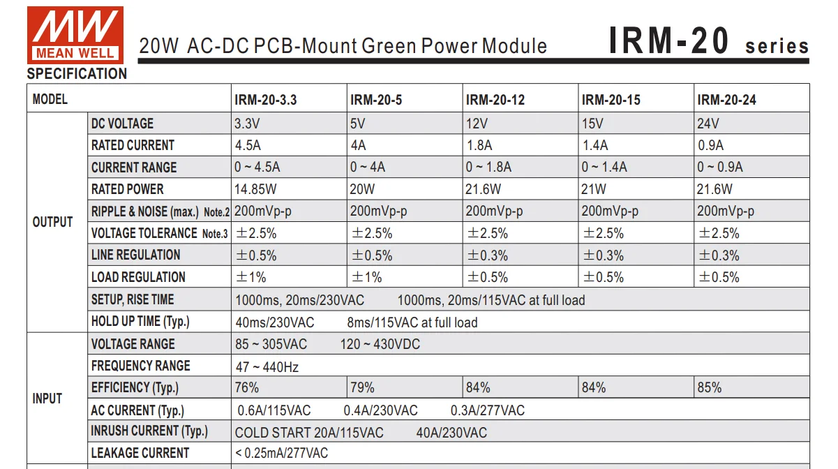 Mean Well IRM-03-9 9V DC 0.333A Güç Kaynağı